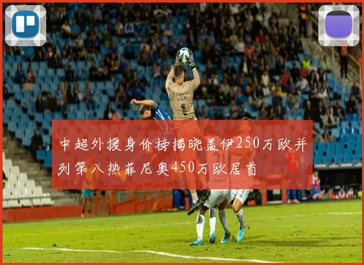 中超外援身价榜揭晓盖伊250万欧并列第八热菲尼奥450万欧居首